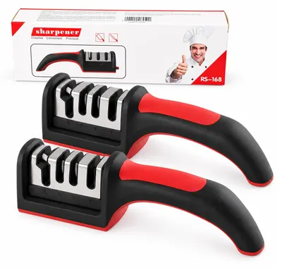 2er-Set manuelle Messerschärfer 4-in-1 mit Wolframcarbid und Keramik