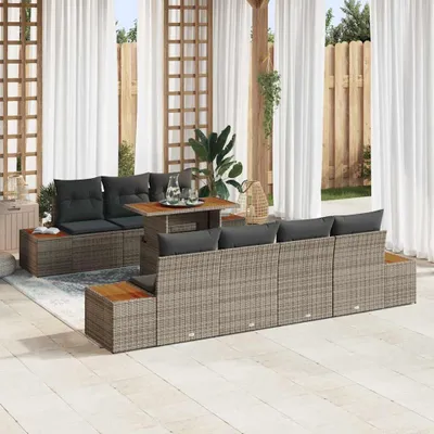 Productafbeelding van Maison Exclusive - Set van 8 tuinbankkussens, grijs, van polyrotan