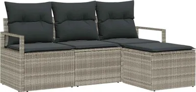 Image de Ensemble de Canapés 4 pcs Gris clair polyrotin