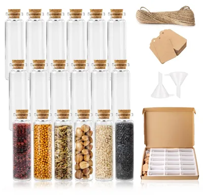 Productafbeelding van Set van 18 Mini Glazen Flessen met Kurk (40ml)