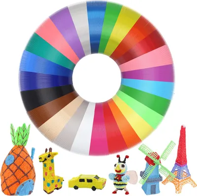Produktbild von 3D-Stift-Filament PLA, je 5 Stück, 3D-Stift 1,75 mm, PAC KOF, 25 verschiedene Farben, 3D-Drucker-Filament, Nachfüllpackung, Gesamtlänge 125 Stück