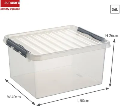Zdjęcie produktu dla Pojemnik do przechowywania Q-line 36L przezroczysty w kolorze metalicznym