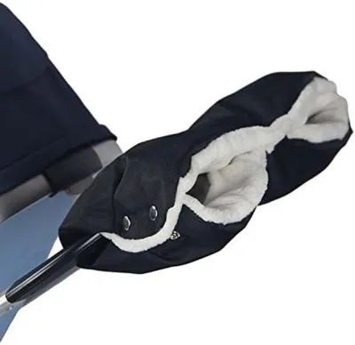 Produktbild von PromoHome® Kinderwagen Handwärmer – wasserdichte und winddichte Fleece-Handschuhe für alle Buggys und Kinderwagen, Schwarz
