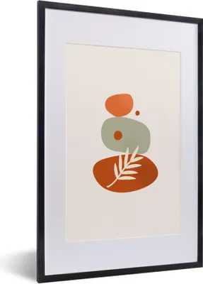 Produktbild von MuchoWow® Gerahmtes Poster Steine - Minimalismus - Sommer 40x60 cm - Poster mit Schwarzem Bilderrahmen Wandposter Rahmen Foto Bilder - Poster in Rahmen
