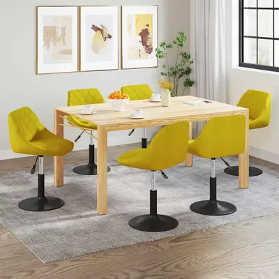 Produktbild von vidaXL Esszimmerstühle 6 Stk. Drehbar Senfgelb Samt