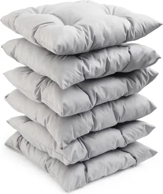 Obrázok produktu pre sada 6 kusov, domáci textil vankúš na stoličku 40x40x5 cm záhradný vankúš, sedací vankúš prešívaný dekoračný vankúš, svetlosivý, hrubý polyesterový prešívaný pre stoličky a záhradný nábytok, vnútorný a vonkajší svetlosivý