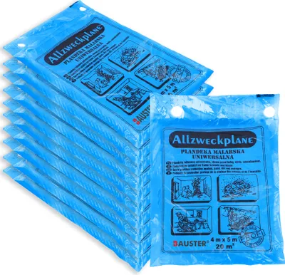 Produktbild von BAUSTER® 10er Abdeckfolie Maler 4x5 m Grau Plane Baufolie Staubschutzfolie Allzweck-Folie Malerplane Malerfolie Abdeckfolie für Renovierung und Umzug