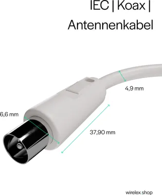 Produktbild von Antennenkabel, BZT - CE > 100 dB, weiß, 7,5m