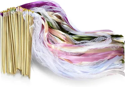 Productafbeelding van Wedding wands bruiloft prachtig vervaardigde - Set van 50 - Duurzame Waaiers Bruiloft met Vloeiende Satijnen Linten