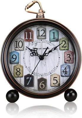 Immagine prodotto di Orologio in metallo, 5 pollici, analogico, vintage, grande, silenzioso, a batteria, con allarme sonoro, orologio da scrivania silenzioso (colorato)