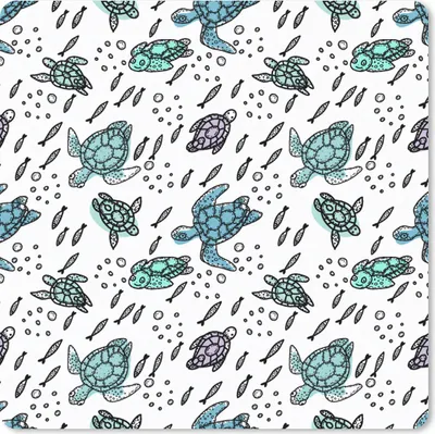 Produktbild von MuchoWow® Mauspad Mousepad Muster - Schildkröte - Fisch 30x30 cm - Mousepads - Maus Mat - Pad - Mausunterlage - Gaming