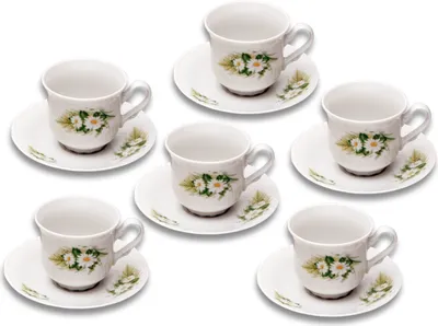 Produktbild von Thun 1794 Konstanz, Kaffeetassen und Untertassen, tschechisches Porzellan, 6 Stück, Gänseblümchen, Thun
