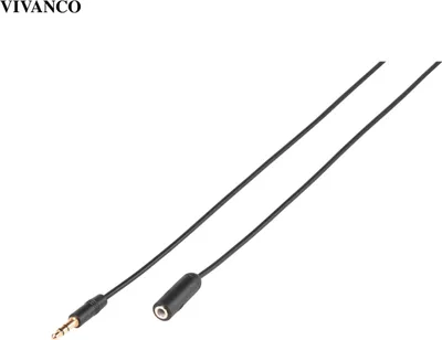 Produktbild von VIVanco™Hochwertiges Audio Verbindungskabel, Stereo-Verlängerung 3,5 mm Stecker auf 3,5 mm Buchse, vergoldete Stecker, 1 m