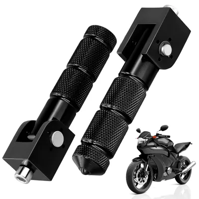 Immagine prodotto di Supporti per poggiapiedi per moto - Set da 2 - Barre di supporto - Attacco universale da 8 mm - Pieghevoli a 90° - Lega di alluminio - Neri