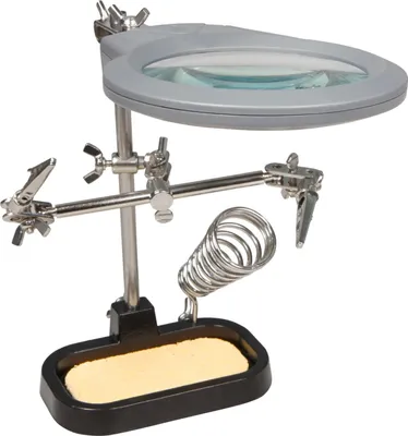 Produktbild von Dritte Hand mit LED-Lupe McPower, Lötkolben-Halter & Schwamm, 2-fache Vergrößerung
