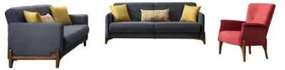 Obrázok produktu pre Graue Sofagarnitur Couch Polster Möbel Einrichtung 3+3+1 Sitzer Schlaffunktion