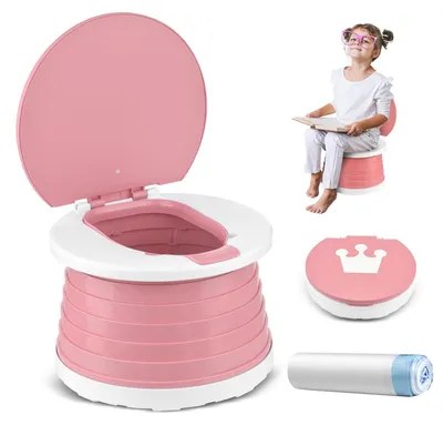 Immagine prodotto di Vasino da viaggio 2-in-1, portatile, per bambini piccoli - Toilette pieghevole per bambini