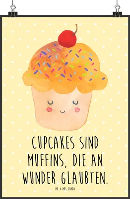 Produktbild von Mr. & Mrs. Panda Bild Cupcake DIN A1 - Gelb Pastell - Geschenk, drucke, Muffin, Küche Deko, Wandbild, Plakat, Lustige Sprüche, Spruch, Wunder, Cupcakes, Motivation