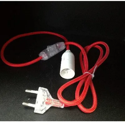 Produktbild von Sompex E14 Lampenfassung mit Schalter & Stecker – rotes Textilkabel – 1,5 m