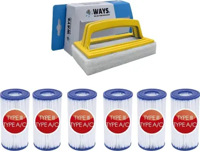 Produktbild von Bestway - Typ-III-Filter geeignet für Filterpumpe 58389 - 6 Stück & WAYS Scheuerbürste