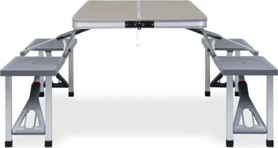 Produktbild von vidaXL Klappbarer Campingtisch mit 4 Sitzen Stahl Aluminium