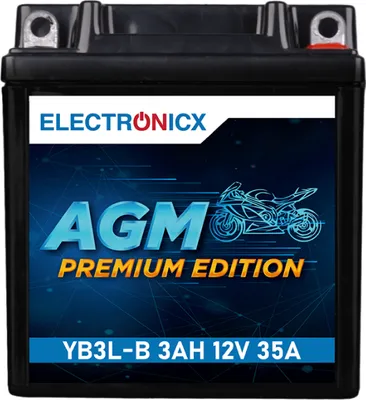 Produktbild von Electronicx AGM-YB3L-B AGM Motorradbatterie 3Ah 12V ▶ Motorrad Roller Quad Ersatzbatterie - wartungsfrei auslaufsicher rüttelfest