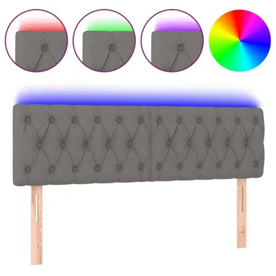 Image de vidaXL Tête de lit LED gris foncé 144x7x78/88 cm Tissu