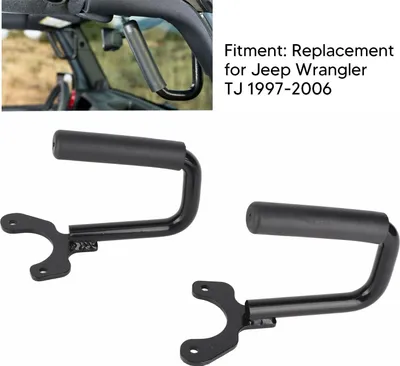 Immagine prodotto di Maniglie anteriori per auto, verniciate a polvere di colore nero, ricambio per Jeep Wrangler TJ 1997-2006