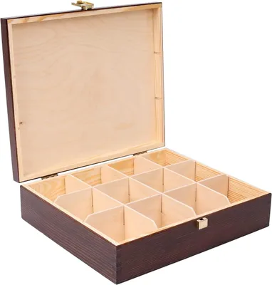 Produktbild von Teebox 29 x 25 x 7,5 cm - 12 Fächer - Holz - Braun