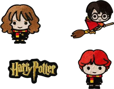 Obrázok produktu pre Harry Potter © Set 4 ks Logo, Ron, Hermiona - nášivky, nažehľovačky, nažehľovací obrázok, nášivky, nášivky, nášivky