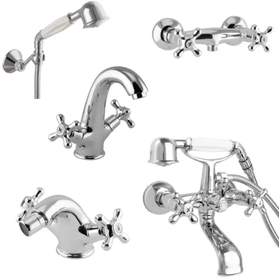 Obrázek produktu pro PaulGurkes Retro SET – umyvadlová, sprchová, bidetová a vanová dvouuchatá baterie z mosazi