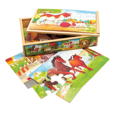 Zdjęcie produktu dla Bino Drewniane puzzle w pudełku zwierzęta
