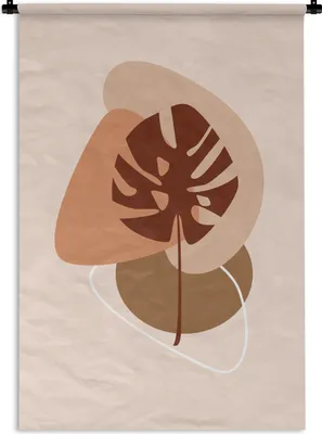 Produktbild von MuchoWow® Wandteppich Wandbehang Sommer - Monstera - Braun 90x135 cm Tapisserie Dekoration Wandtuch - Baumwolle - Wandskulptur