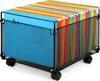 Produktbild von Belle Vous Schreibtisch-Dokumentenhalter - A4 Dokumenten-Organizer - Metallgitter mit Rollen - Für 80 Ordner - Hängeregister Box - Hängemappen -