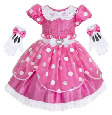 Produktbild von Disney Store Official - Minnie Maus - Kostüm für Kinder - Rosafarbenes gepunktetes Kleid mit Handschuhen - Für Halloween, Rollenspiele und Kostümpartys – Größe 4 Jahre