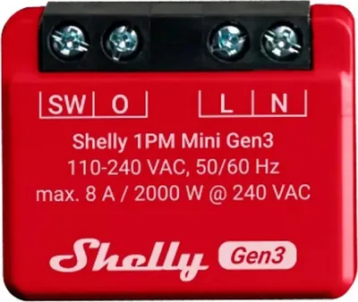 Produktbild von Shelly 1PM Mini Gen3 Smart Switch 1P Rot