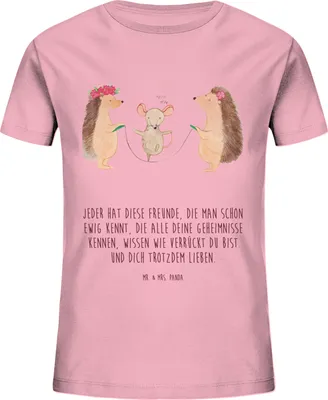 Produktbild von Mr. & Mrs. Panda Kleinkinder T-Shirt Igel Seilhüpfen 9-11 Jahre (134/146) - Baumwolle Pink - Geschenk, Kindershirt, Teenager, Jungen, Seilspringen, Öko Kinder, Kindergarten
