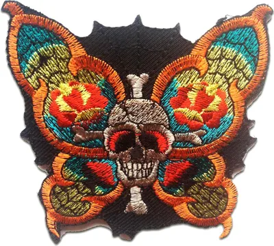 Produktbild von Schmetterling Totenkopf - Aufnäher, Bügelbild, Aufbügler, Applikationen, Patches, Flicken, Zum Aufbügeln, Größe: 8.5 x 8.3 cm