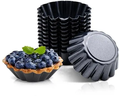 Produktbild von Ibenzoa® 12er Set Antihaft-Mini-Backformen aus Kohlenstoffstahl – Ø 6,5 cm × H 2,2 cm (Boden Ø 4,5 cm), wiederverwendbar, spülmaschinengeeignet, bis 230 °C