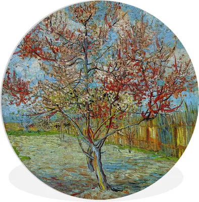 Produktbild von MuchoWow® Rundes Wandbild - Runde Bilder Der rosa Pfirsichbaum - Vincent van Gogh Ø 90 cm Kreis Wanddekoration Kunststoff - Wandkreis - Wandschmuck - Wand-Kreis - Wohnzimmer - Bild - Runde - Wanddeko - Dibond - Kunstdrucke