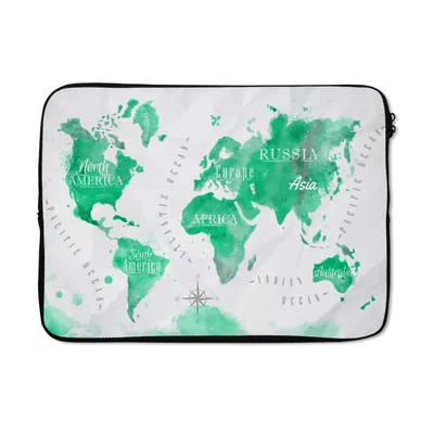 Produktbild von MuchoWow® Laptop Hülle 14 ZollWeltkarte - Ölfarbe - Grün Laptoptasche - Laptoptasche - Stoßsicher - Schutzhaube