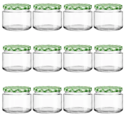 Productafbeelding van 12 glazen potten van 330 ml met groene dop