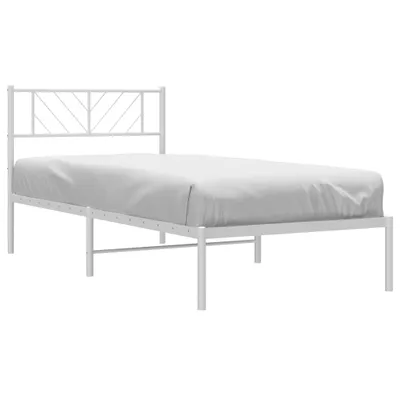 Produktbild von "Winterschlussverkauf " Metallbett ohne Matratze mit Kopfteil Weiß 75x190 cm - Einfache Montage -  - NeuMöbel1591438