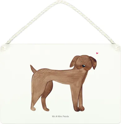 Produktbild von Mr. & Mrs. Panda Schild Hund Dogge DIN A4 - Weiß - Geschenk, Herz, kleine aufmerksamkeit, Deutsche, wandtafel, Türschild, Süß, Sprüche, Hunde, Holzschild, holzbild