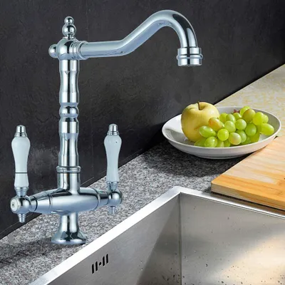 Zdjęcie produktu dla Armatura łazienkowa Bateria kuchenna Armatura kuchenna   Bateria zlewozmywakowa   Umywalka  Bateria mieszająca do umywalki w stylu retro Ceramiczna dwuuchwytowa