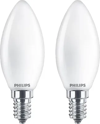 Produktbild von Philips Filament-Kerzenlampe, Milchglas, 25W, B35, E14 x2, 2,2 W, 25 W, E14, 250 lm, 15000 h, Warmweiß
