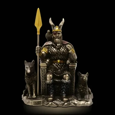 Immagine prodotto di Statua decorativa bronzata - Modello Odino seduto 21 cm - Statua in bronzo Statua Decorazione Decorazione per la casa