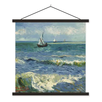 Produktbild von MuchoWow® Textilposter Meereslandschaft bei Les Saintes-Maries-de-la-Mer - Vincent van Gogh 60x60 cm mit schwarzem Rahmen - Posteraufhänger