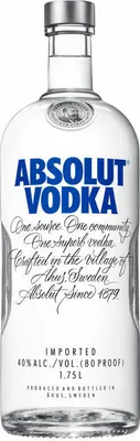 A clear product shot of an Absolut Vodka bottle against a white background.