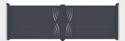 Produktbild von Schwingtor 4 m VELETA H. 120 cm grau + graues Aluminiumtor 1 m VELETA H. 120 cm